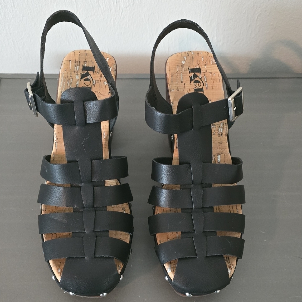 Kork-Ease Black Strappy Sandals